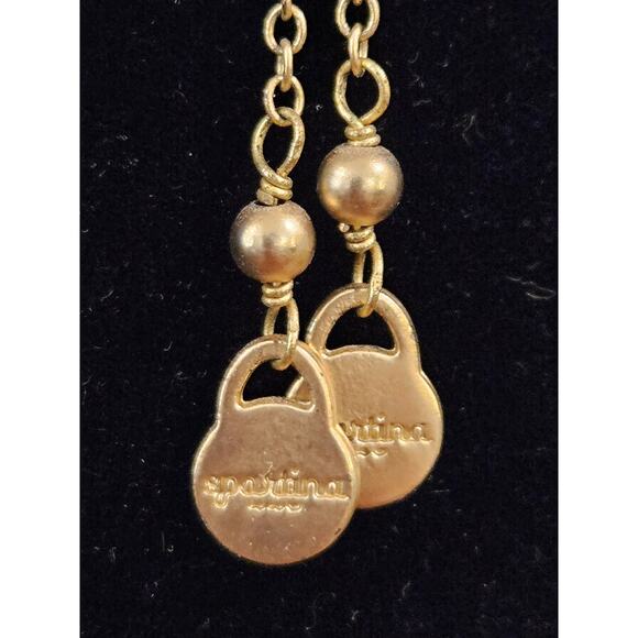 SPARTINA Gold Tone Slide Necklace Shell Pendants Abalone Lucite Satin Finish Adj - Picture 5 of 6